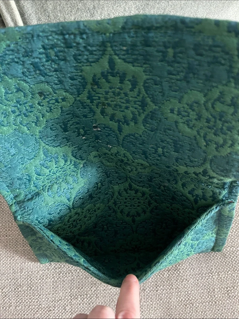 Vintage Brocade Sequined Clutch Purse Teal green blue Formal Bag
